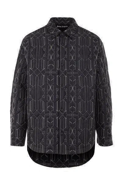 Palm Angels Monogram Cotton Shirt In Black
