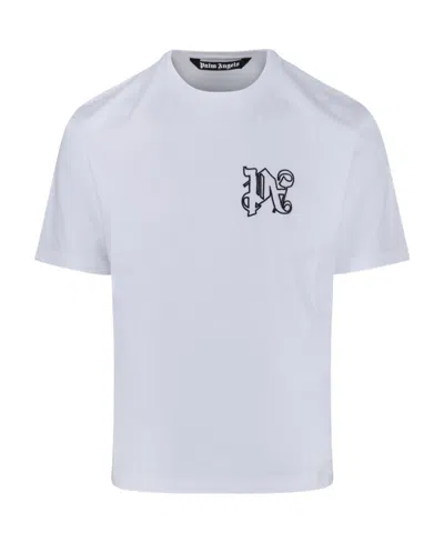 Palm Angels Monogram Cotton T-shirt In White