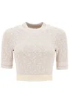 PALM ANGELS MONOGRAM CROPPED TOP IN LUREX KNIT