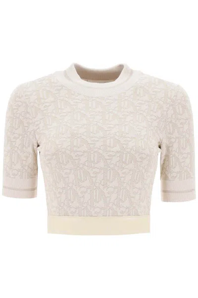 PALM ANGELS MONOGRAM CROPPED TOP IN LUREX KNIT