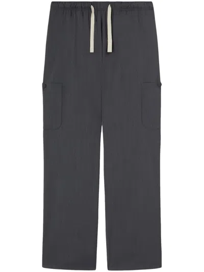 Palm Angels Monogram Drawstring-waist Trousers In Grey