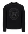 Palm Angels Monogram Embellished Crewneck Sweatshirt In Black