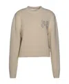 Palm Angels Monogram Embellished Knitted Jumper In Nude