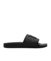 Palm Angels Rubberised Monogram Flat Slides In Black