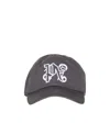 Palm Angels Monogram Cotton Baseball Cap In Black