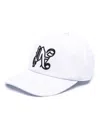 Palm Angels White Baseball Hat With Embroidered Monogram In White