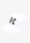 Palm Angels Monogram-embroidered Cotton Cap In White