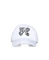 Palm Angels White Baseball Hat With Embroidered Monogram In White