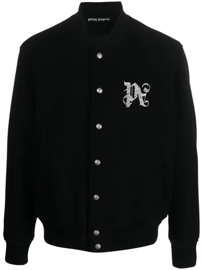 PALM ANGELS MONOGRAM-EMBROIDERED BOMBER JACKET