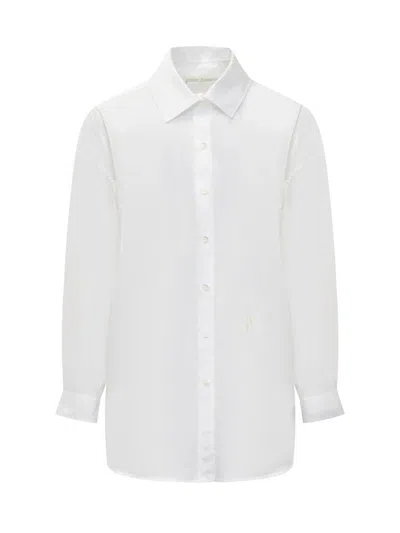 Palm Angels Monogram Embroidered Buttoned Shirt In White