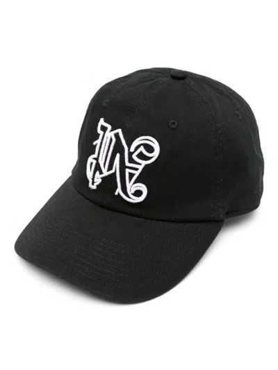 PALM ANGELS MONOGRAM-EMBROIDERED COTTON CAP