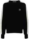 Palm Angels Monogram-embroidered Crew-neck Jumper In Black Off White