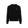Palm Angels Black Round Neck Pullover In Black Off White