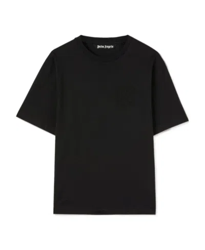 Palm Angels Monogram Embroidered Crewneck T-shirt In Black