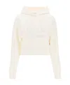 Palm Angels Cropped Hoodie With Monogram Embroidery In White