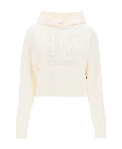PALM ANGELS PALM ANGELS MONOGRAM EMBROIDERED CROPPED HOODIE