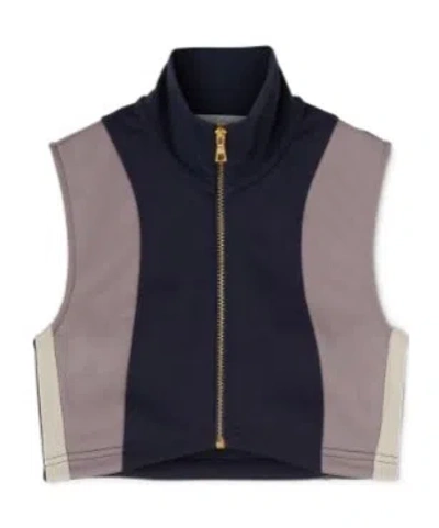 Palm Angels Pa Monogram Cropped Track Vest Top In Blue