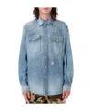 Palm Angels Camicia Oversize In Denim Uomo In Blue