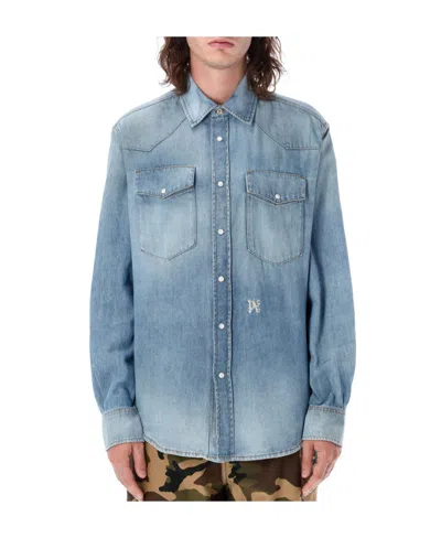 PALM ANGELS PALM ANGELS PA MONOGRAM DENIM SHIRT