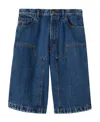 Palm Angels Monogram-embroidered Denim Shorts In Blue
