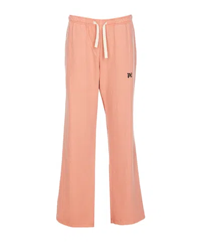 PALM ANGELS PALM ANGELS MONOGRAM EMBROIDERED DRAWSTRING PANTS