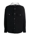 Palm Angels Hooded Overshirt With Monogram Embroidery In Black