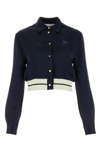 Palm Angels Monogram Embroidered Jacket In Blue