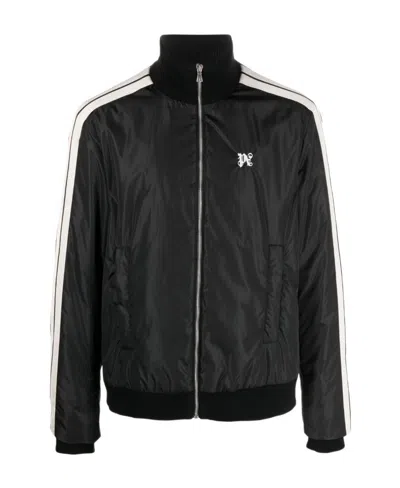 Palm Angels Monogram-embroidered Padded Bomber Jacket In Black