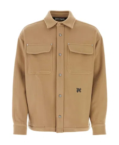 PALM ANGELS PALM ANGELS MONOGRAM EMBROIDERED PATCH POCKET OVERSHIRT