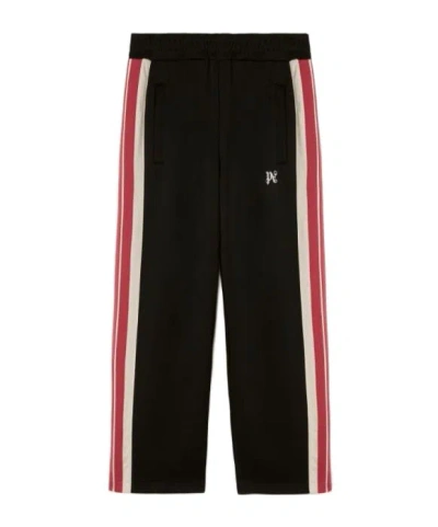 Palm Angels Monogram Embroidered Side Stripe Detailed Track Pants In Black