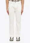 Palm Angels Logo-embossed Straight Jeans In White