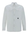 Palm Angels Monochrome Shirt With Chest Pockets And Pearlescent Buttons In Gray
