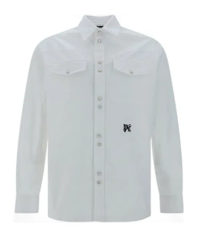 PALM ANGELS PALM ANGELS MONOGRAM EMBROIDERED STREIGHT HEM SHIRT