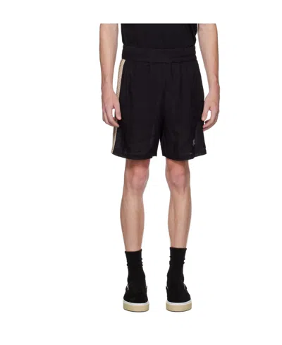 PALM ANGELS MONOGRAM-EMBROIDERED STRIPED SHORTS