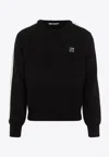 Palm Angels Black Round Neck Pullover In Black