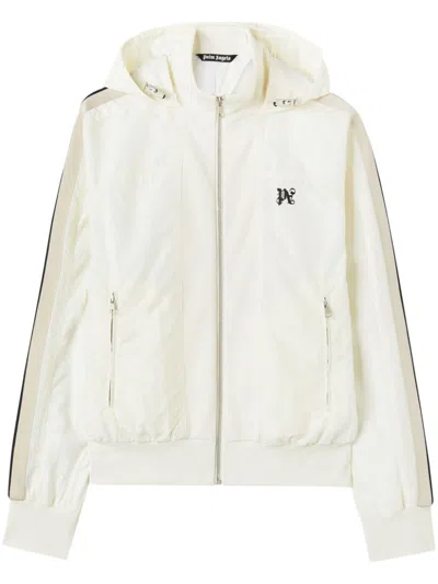 Palm Angels Logo-embroidered Hooded Jacket In White