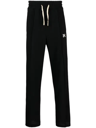 Palm Angels Men's Crochet Side-stripe Track Pants In Black