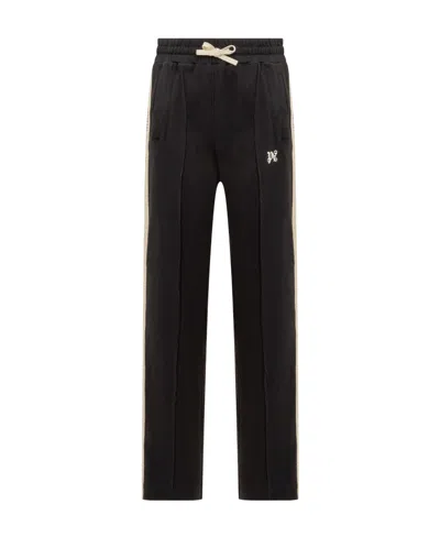 Palm Angels Monogram-embroidered Track Pants In Black