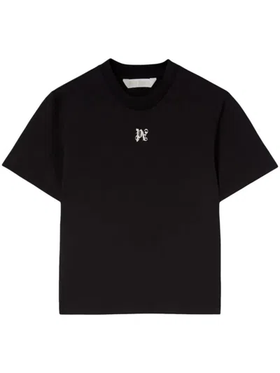 Palm Angels Monogram Fitted Tee Clothing In Black