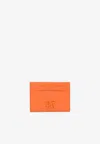 Palm Angels Monogram Grained Leather Cardholder In Orange