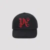 Palm Angels Monogram Logo Cap In Black Dark Red