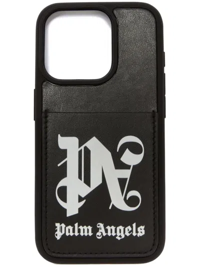 Palm Angels Monogram Iphone 15 Pro Max Case In Black