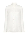Palm Angels Monogram-jacquard Silk Shirt In White