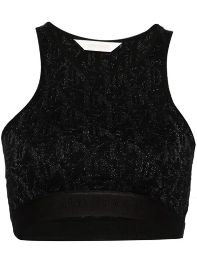 PALM ANGELS PALM ANGELS MONOGRAM-JACQUARD CROP TOP