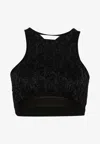 Palm Angels Monogram Jacquard Cropped Top In Black