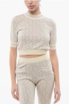 Palm Angels Monogram Cropped Top In Neutral