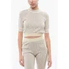 Palm Angels Monogram Jacquard Cropped Top With Logoed Band In Neutral