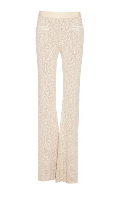 Palm Angels Monogram Jacquard Knit Trousers In White