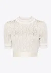 Palm Angels Monogram Cropped Top In Neutral