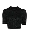 Palm Angels Lurex Knit Top With Monogram Tops Black In Black